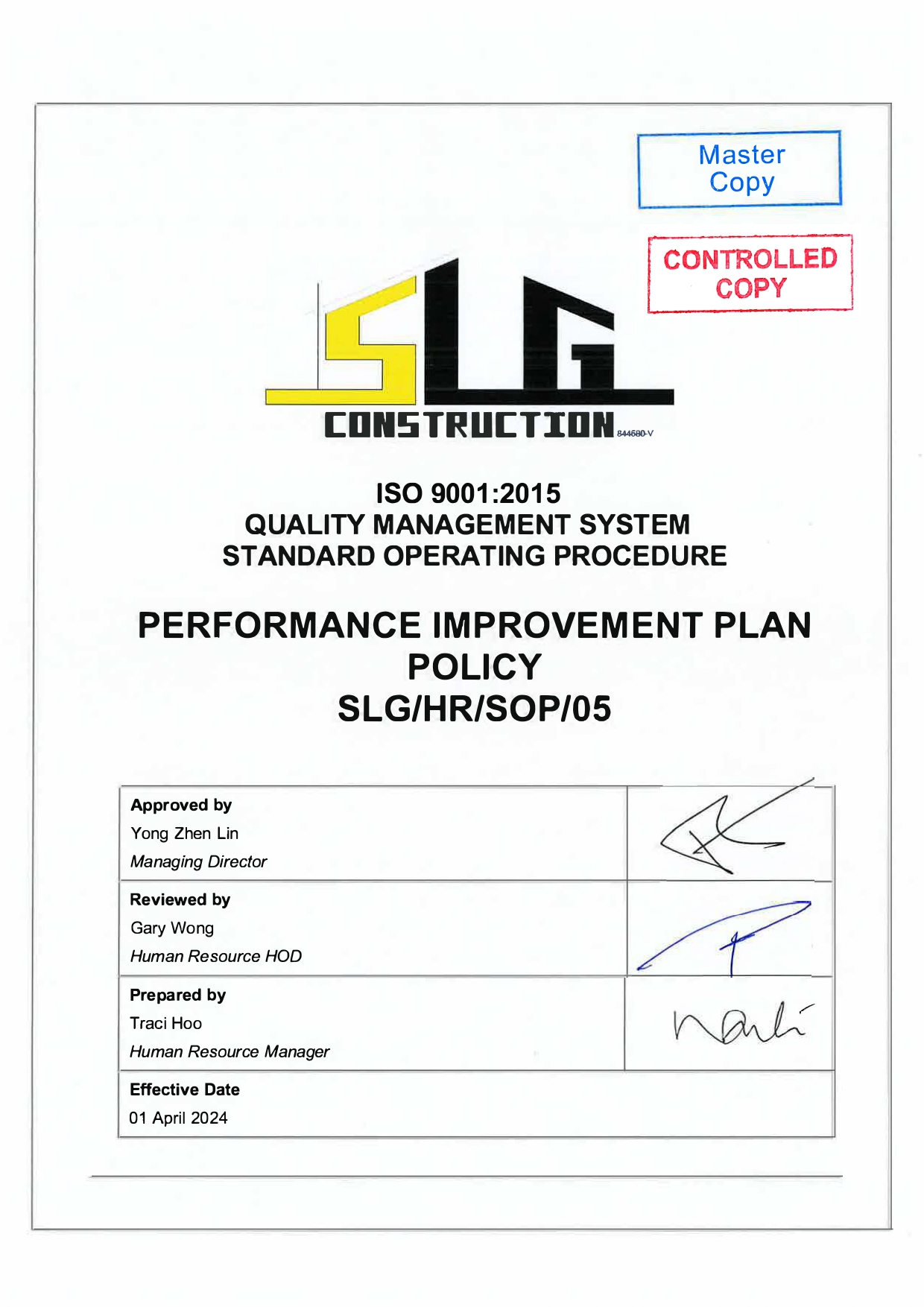 SLG-PRO-SOP Page 1